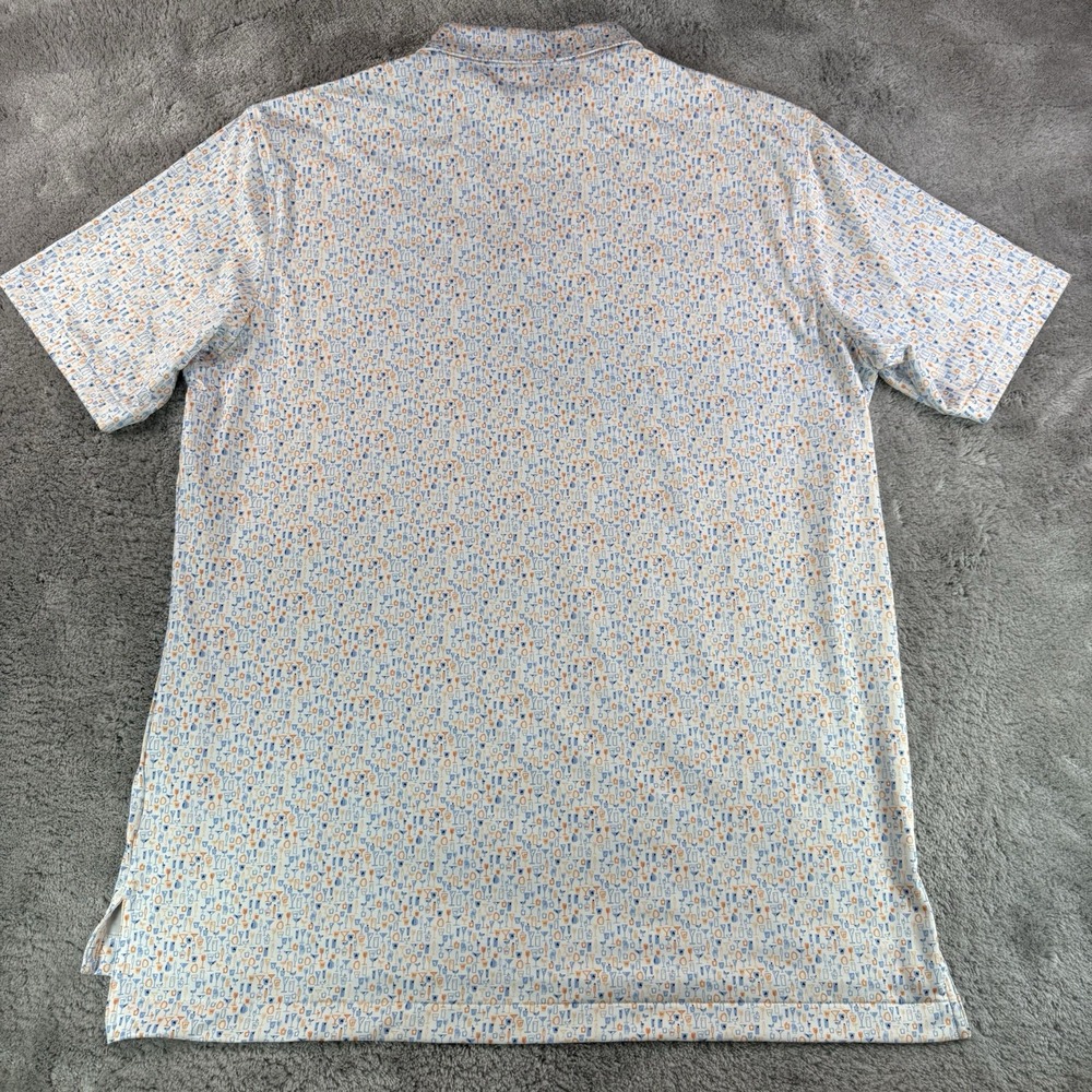 Peter Millar White Polo with Blue and Orange Cocktail Print - Picture 4 of 8